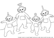 coloriage teletubbies se tiennent par la main